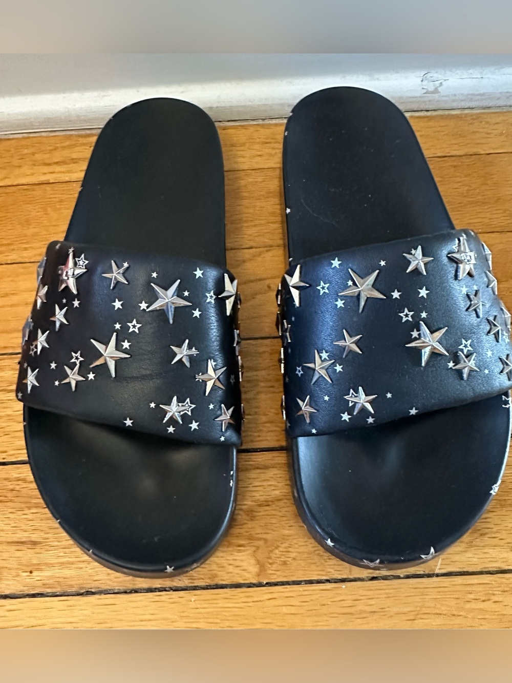 Tory Burch Navy Blue and Silver Star Embellished Sandals